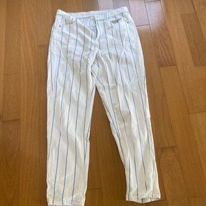 White and blue striped American Eagle jeans